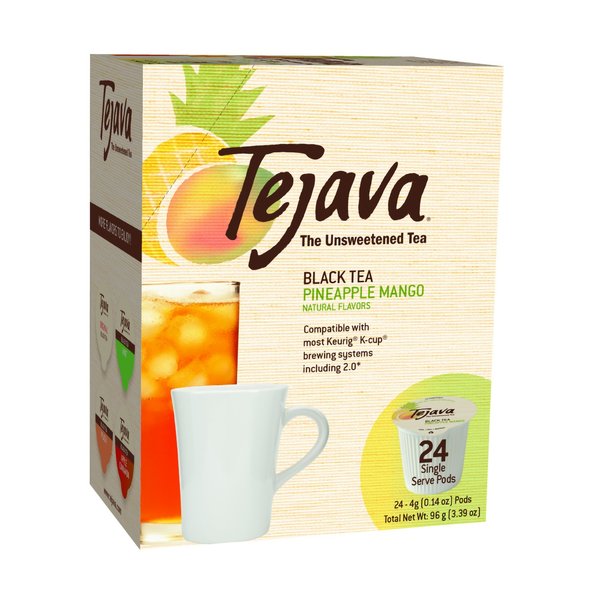 Tejava Pineapple Mango Unsweetened Black Tea Pods, PK 24 40131